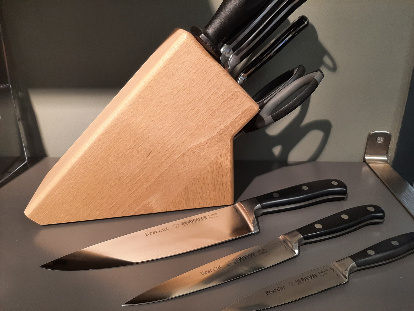 A9892 B9 BC - Messerblock BestCut, 9-tlg. bestückt, Buche lackiert