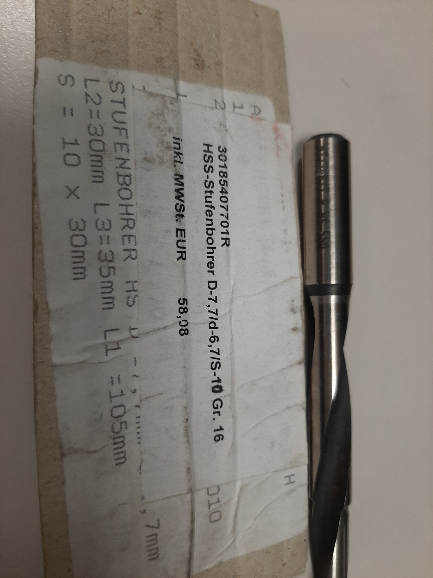 30185407701R - HSS-Stufenbohrer D7,7/6,7mm